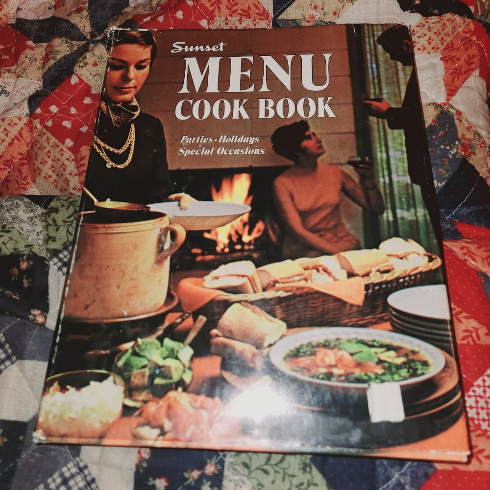 Hard Cover Sunset Menu Cook Book Illustrated C 1969 Parties Holidays